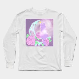 Drippy Moon Cat Tattoo Design (Pastel version) Long Sleeve T-Shirt